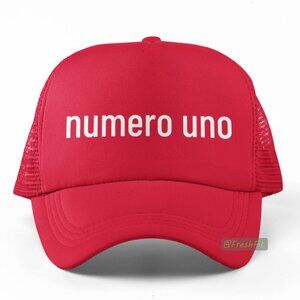 🆕Numero Uno Red Foam Trucker Hat Mesh Snapback Cap